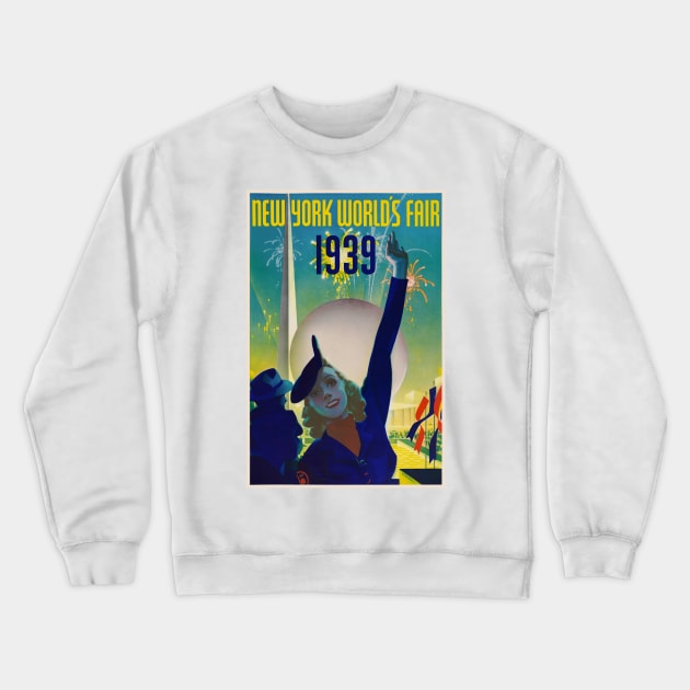 New York World's Fair 1939 Vintage Poster Crewneck Sweatshirt by vintagetreasure